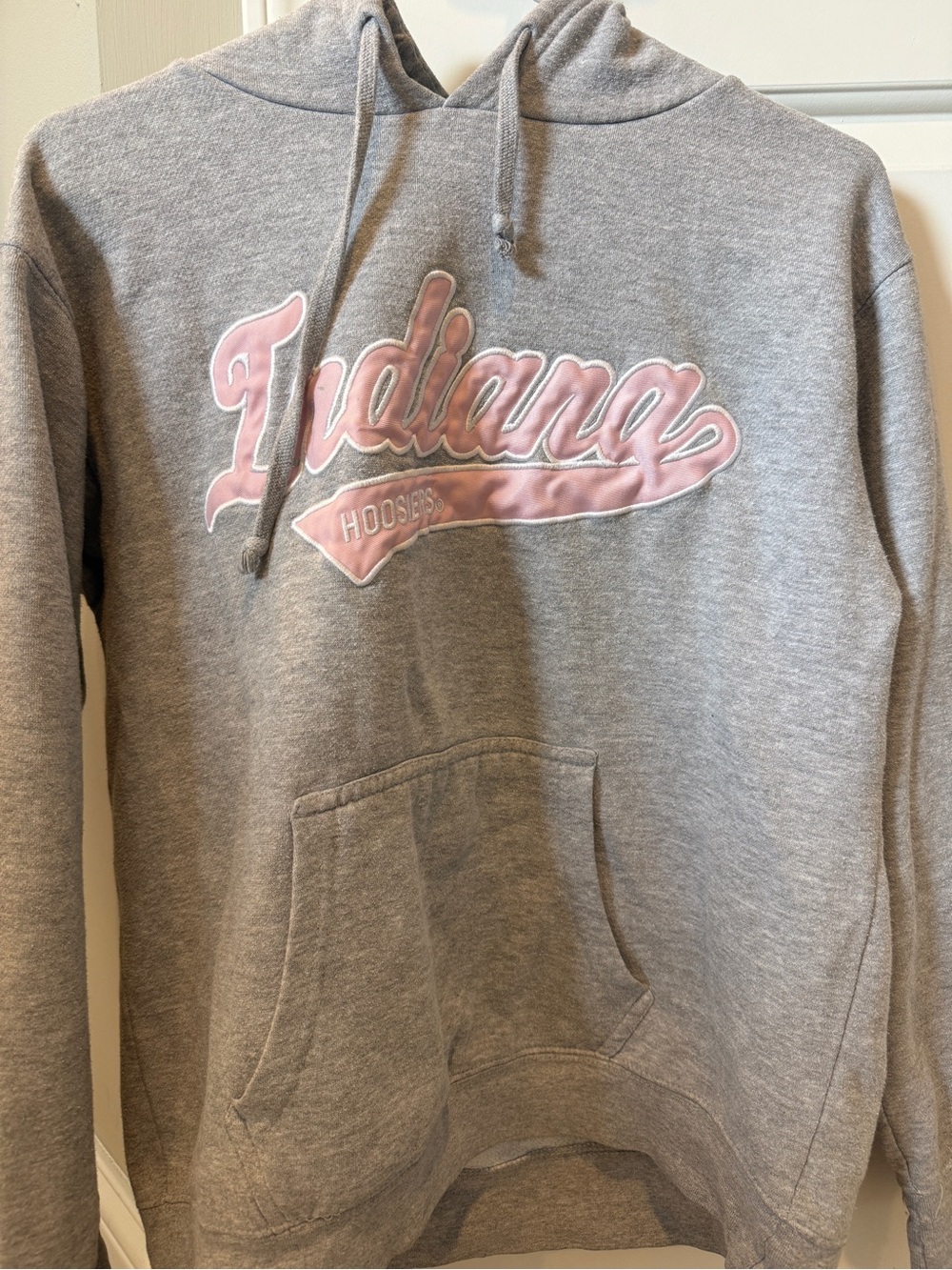 Indiana Hoosiers Grey Hoodie with Pink Script